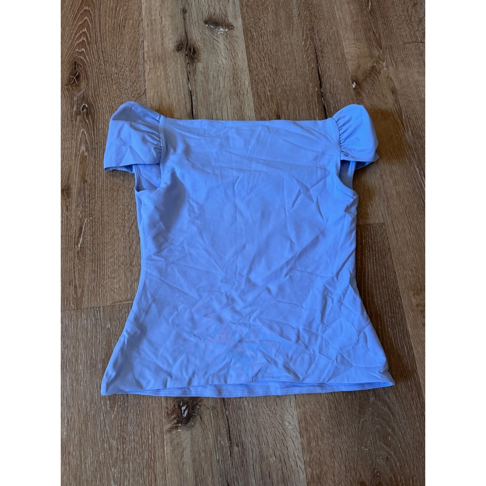 Aritzia Babaton Contour NWT Ravish Top Dayflower Blue Off Shoulder Size M
